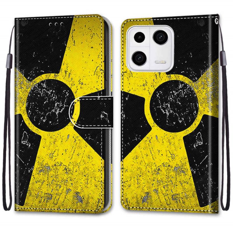 Capa Folio Para Xiaomi 13 Amarelo E Preto