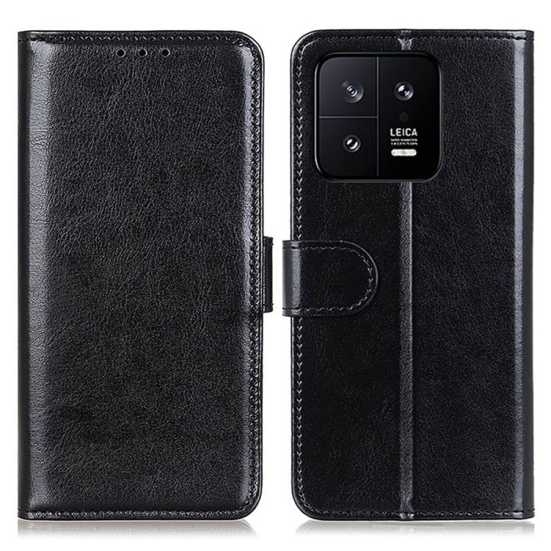 Capa Folio Para Xiaomi 13 Couro Envernizado Falso