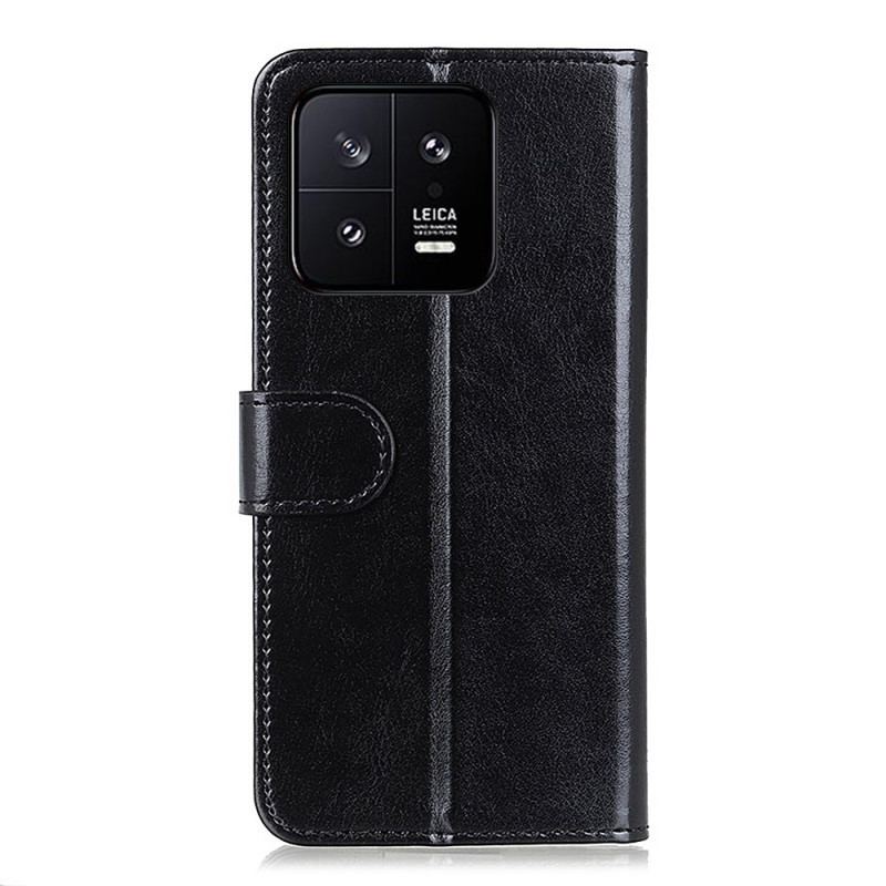 Capa Folio Para Xiaomi 13 Couro Envernizado Falso