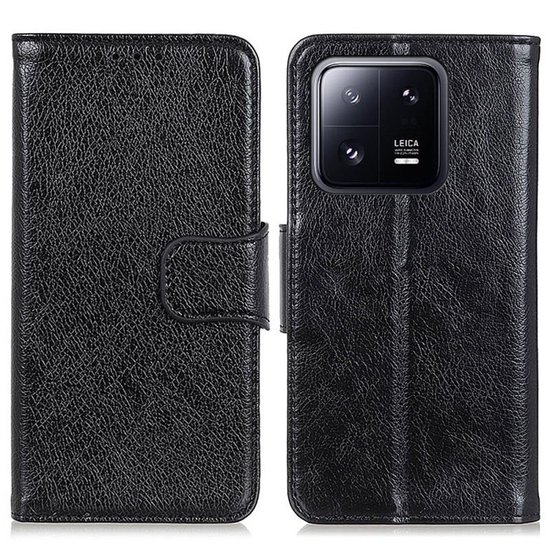 Capa Folio Para Xiaomi 13 Couro Napa Rachado