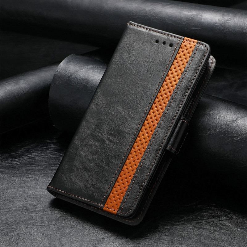 Capa Folio Para Xiaomi 13 Fecho Duplo Bicolor