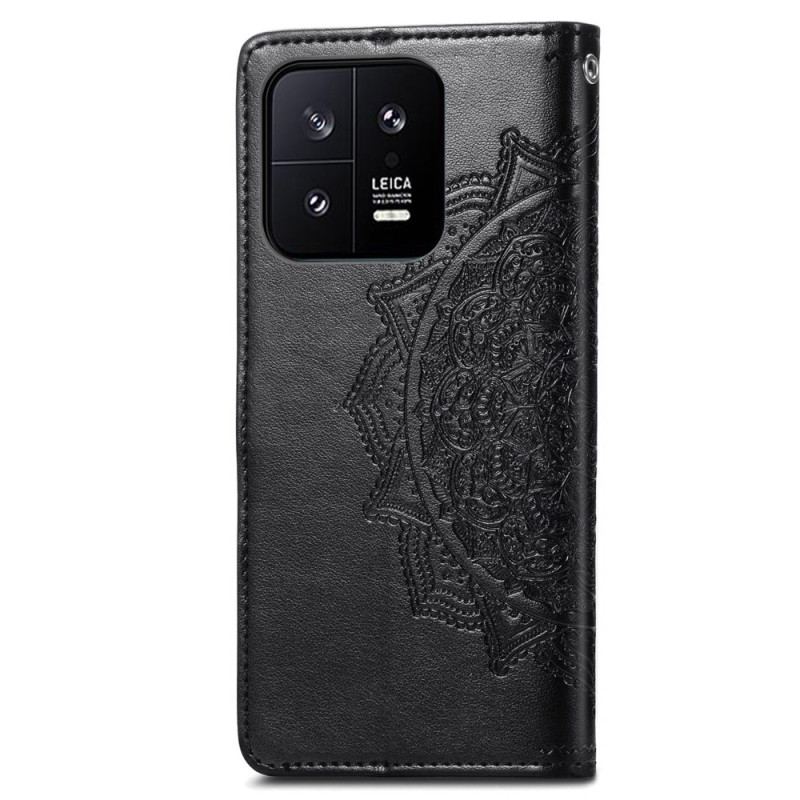 Capa Folio Para Xiaomi 13 Mandala Sol Com Cordão