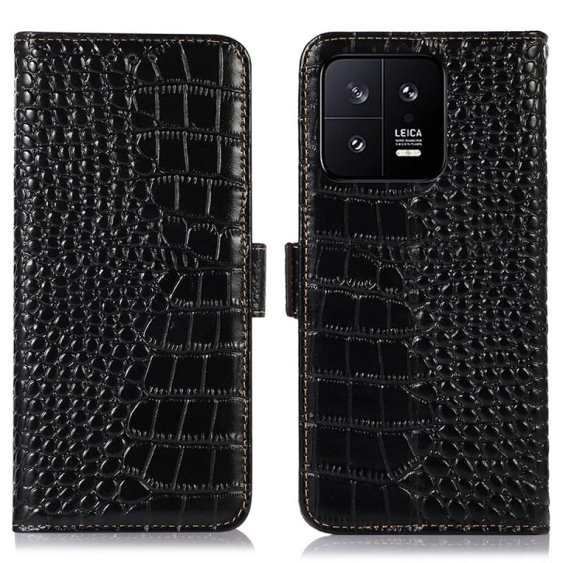 Capa Folio Para Xiaomi 13 Rfid Estilo Crocodilo