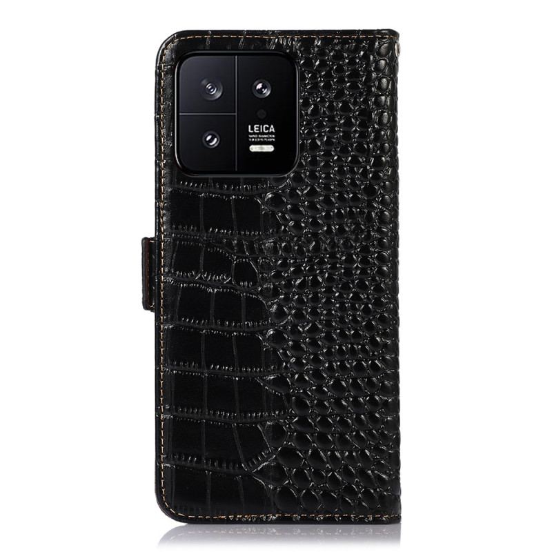 Capa Folio Para Xiaomi 13 Rfid Estilo Crocodilo