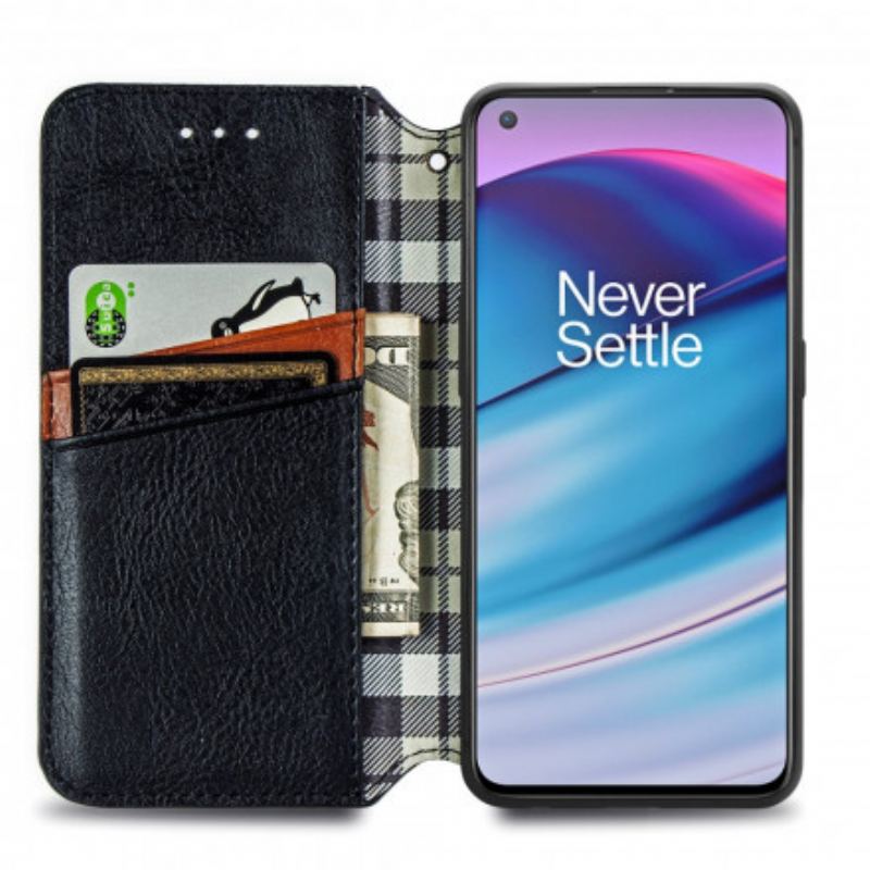 Capa De Celular Para OnePlus Nord CE 5G Flip Textura Diamante Efeito Couro