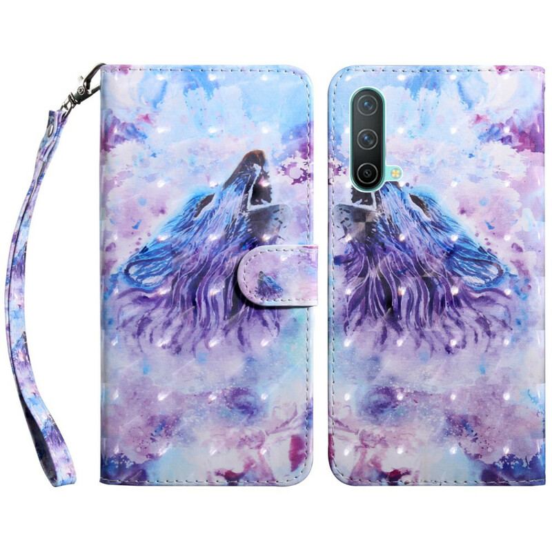 Capa De Couro Para OnePlus Nord CE 5G Aquarela Lobo