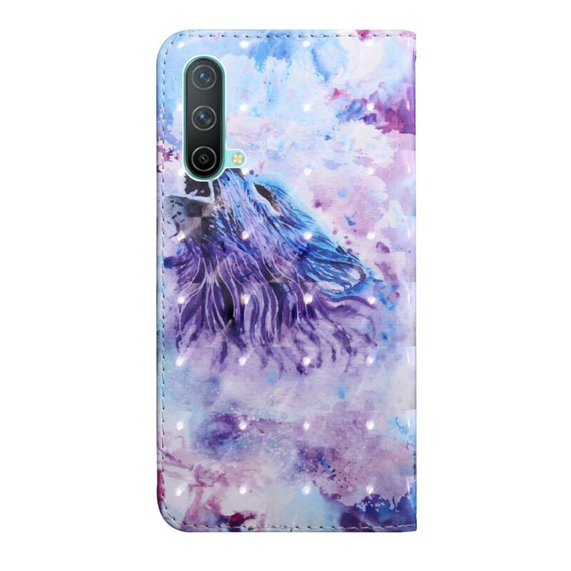 Capa De Couro Para OnePlus Nord CE 5G Aquarela Lobo