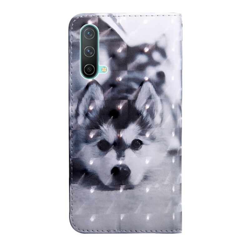 Capa De Couro Para OnePlus Nord CE 5G Cachorro Preto E Branco