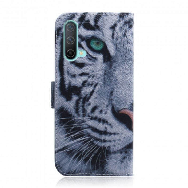 Capa De Couro Para OnePlus Nord CE 5G Cara De Tigre