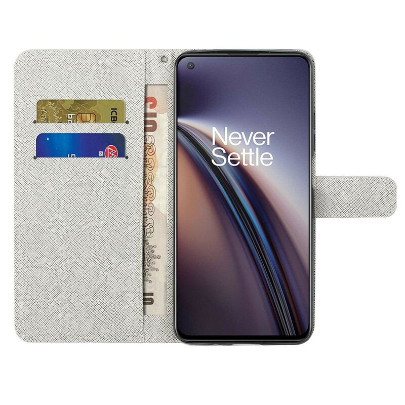 Capa De Couro Para OnePlus Nord CE 5G De Cordão Flores De Cinta Lunar