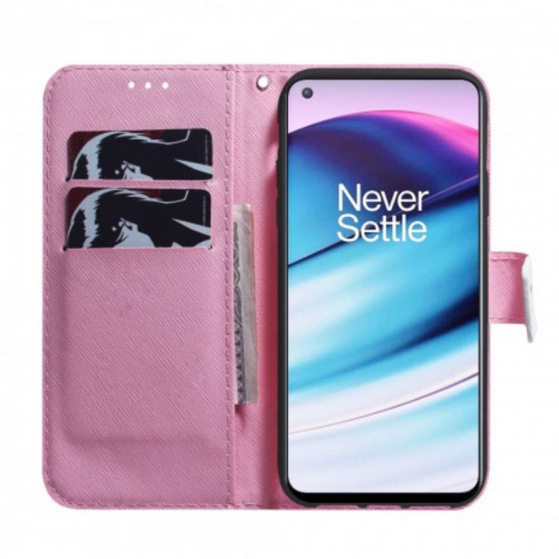 Capa De Couro Para OnePlus Nord CE 5G Flor Rosa Empoeirado