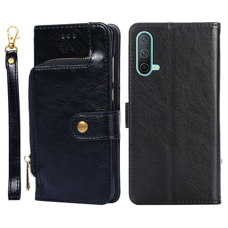 Capa Flip Para OnePlus Nord CE 5G Bolsa Com Zíper