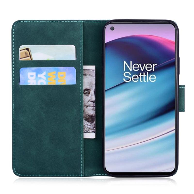 Capa Flip Para OnePlus Nord CE 5G Borboleta Com Toque De Pele