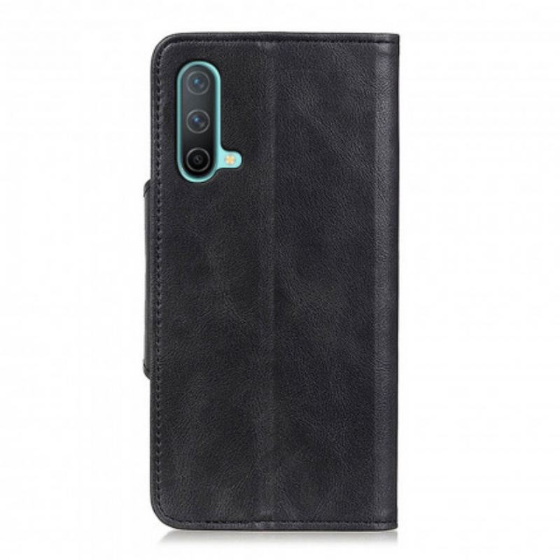 Capa Flip Para OnePlus Nord CE 5G Botão Decorativo De Couro Sintético