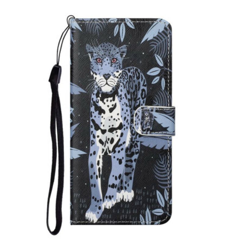 Capa Flip Para OnePlus Nord CE 5G De Cordão Leopardo Strappy