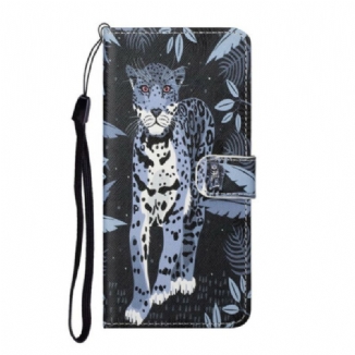 Capa Flip Para OnePlus Nord CE 5G De Cordão Leopardo Strappy