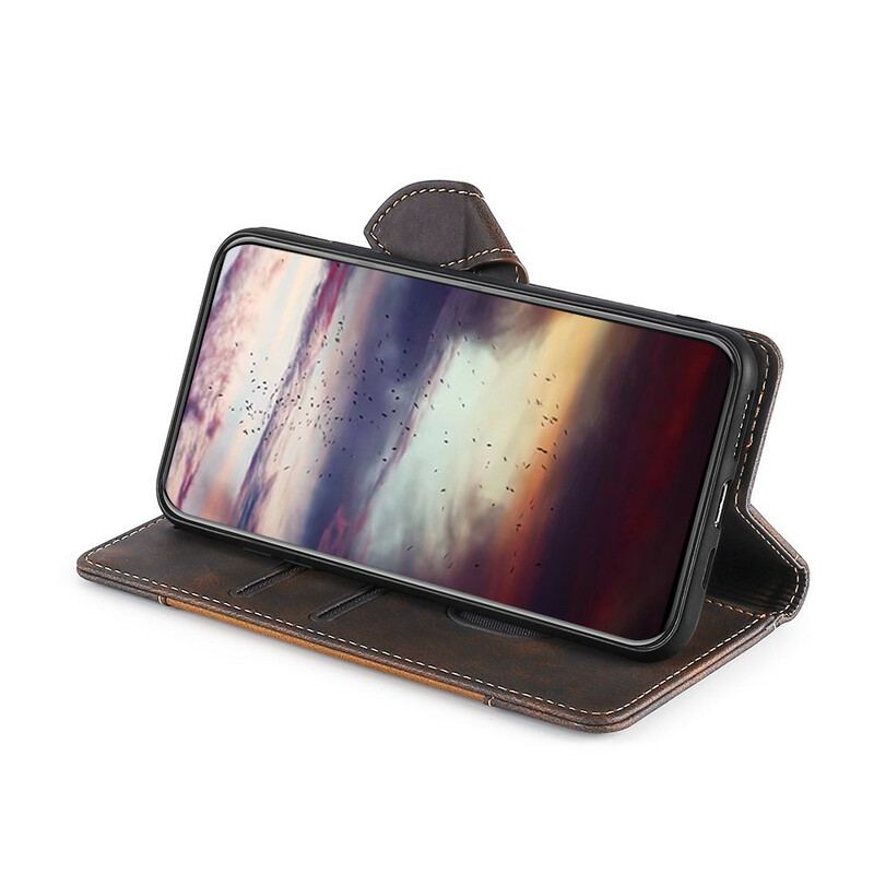 Capa Flip Para OnePlus Nord CE 5G Couro Sintético Bicolor Estiloso