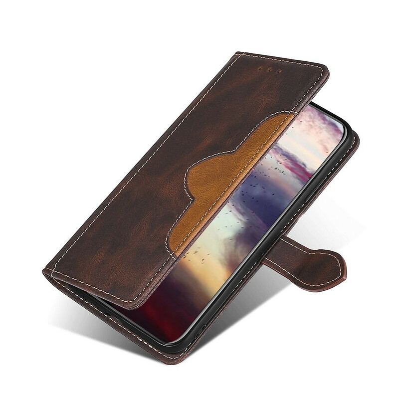 Capa Flip Para OnePlus Nord CE 5G Couro Sintético Bicolor Estiloso