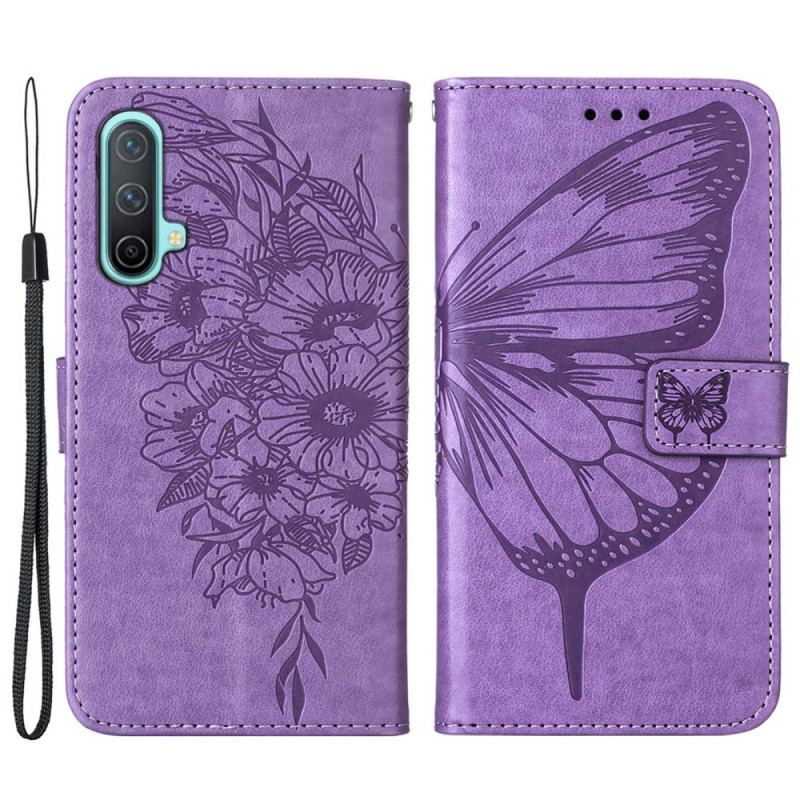 Capa Flip Para OnePlus Nord CE 5G Desenho De Borboleta