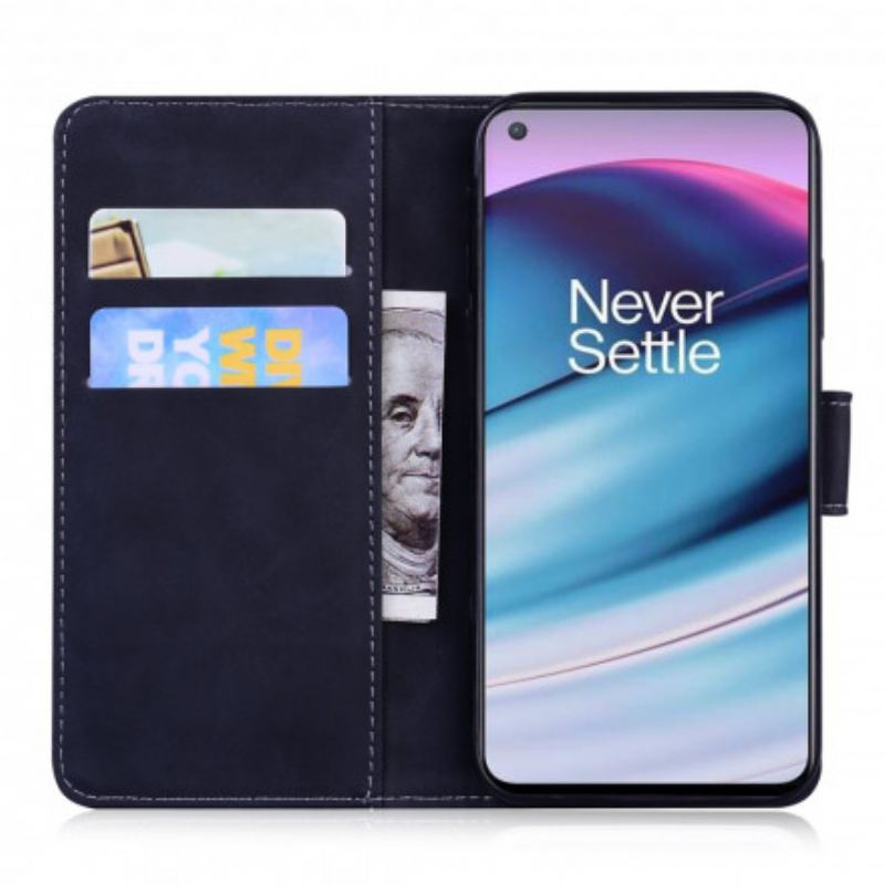 Capa Flip Para OnePlus Nord CE 5G Efeito Couro Monocromático