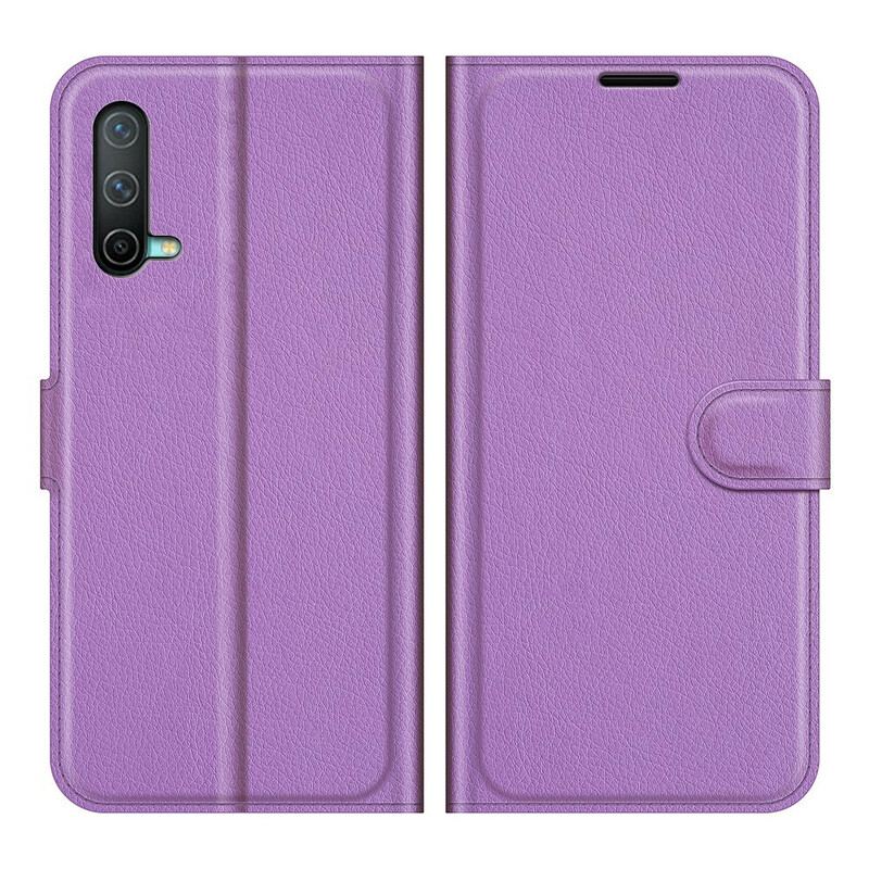 Capa Flip Para OnePlus Nord CE 5G Efeito Lichia Clássico