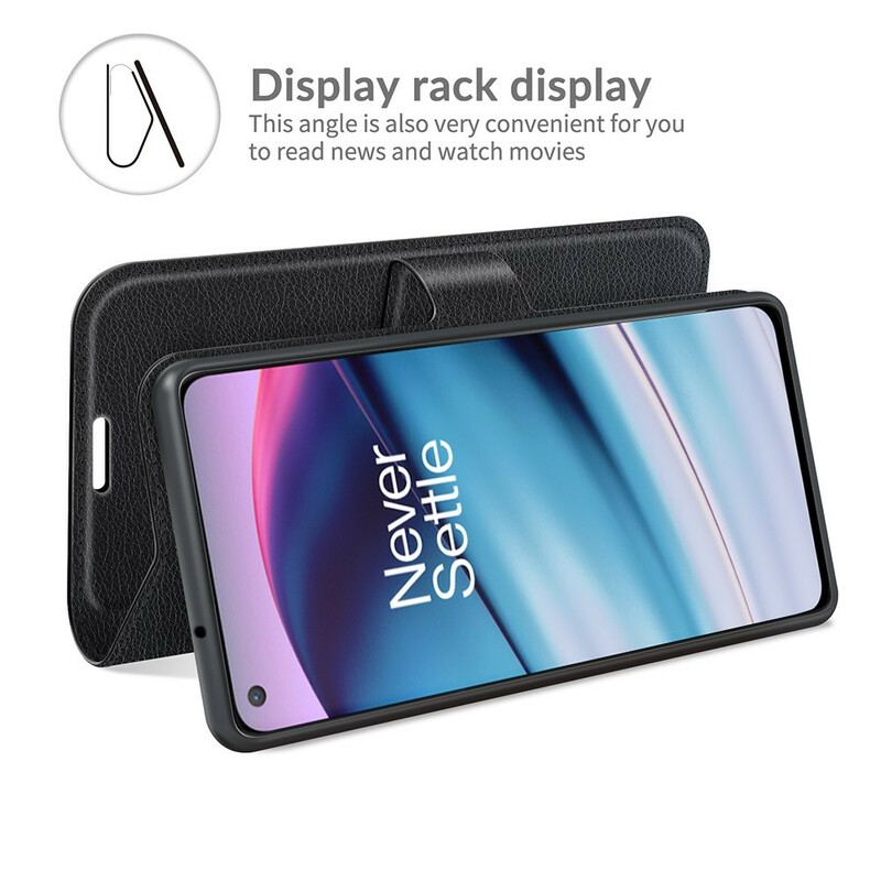 Capa Flip Para OnePlus Nord CE 5G Efeito Lichia Clássico