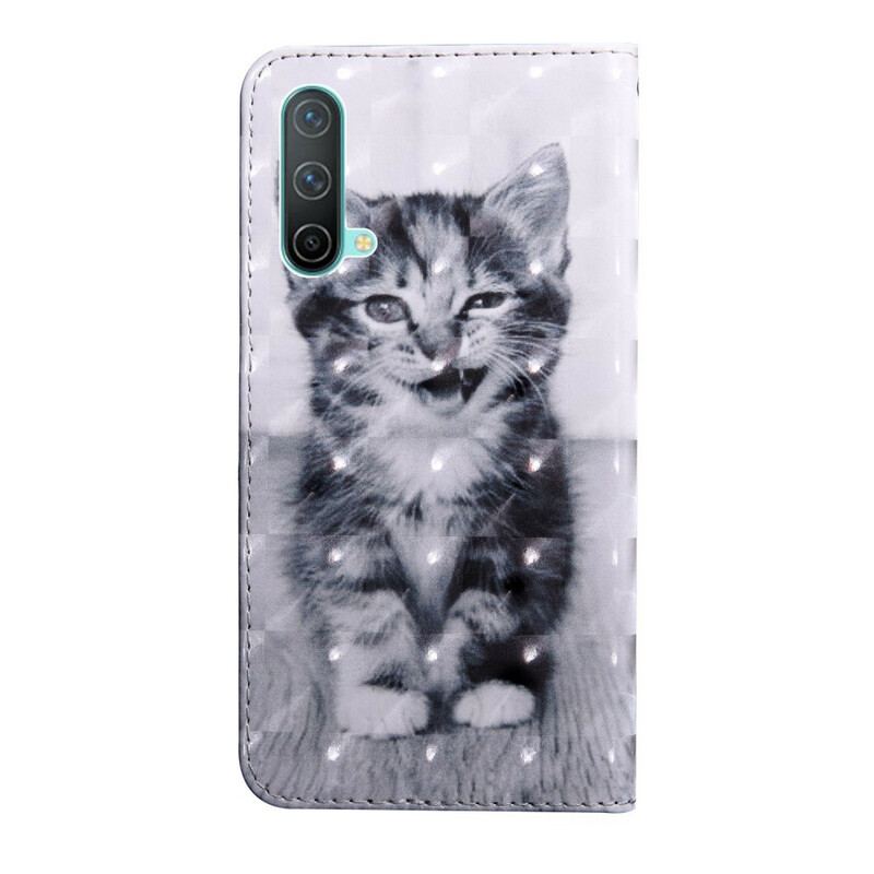 Capa Flip Para OnePlus Nord CE 5G Gato Preto E Branco