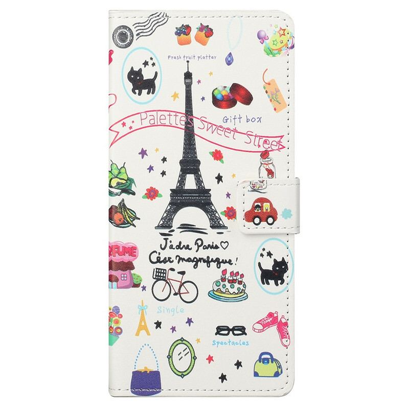 Capa Folio Para OnePlus Nord CE 5G Eu Amo Paris