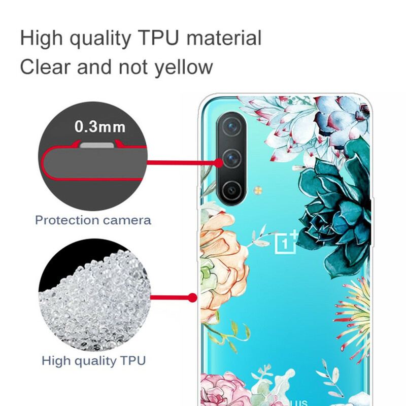 Capa Para OnePlus Nord CE 5G Flores Em Aquarela Sem Costura