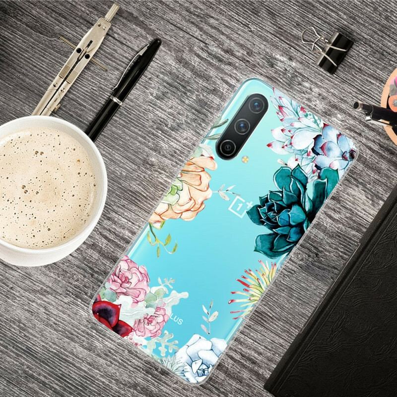 Capa Para OnePlus Nord CE 5G Flores Em Aquarela Sem Costura