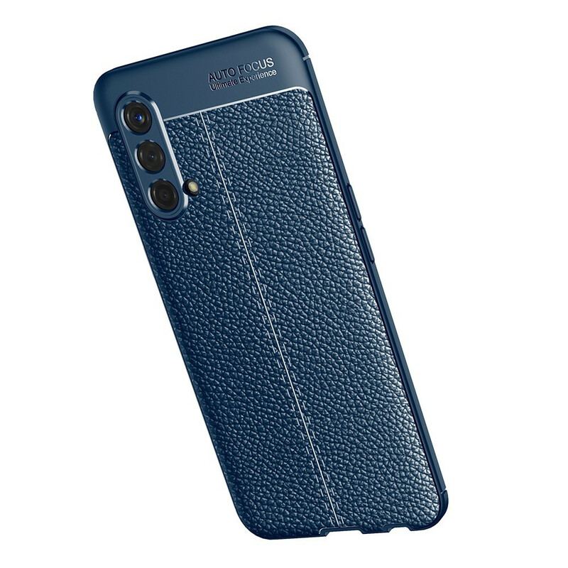 Capa Para OnePlus Nord CE 5G Linha Dupla Efeito Couro Litchi