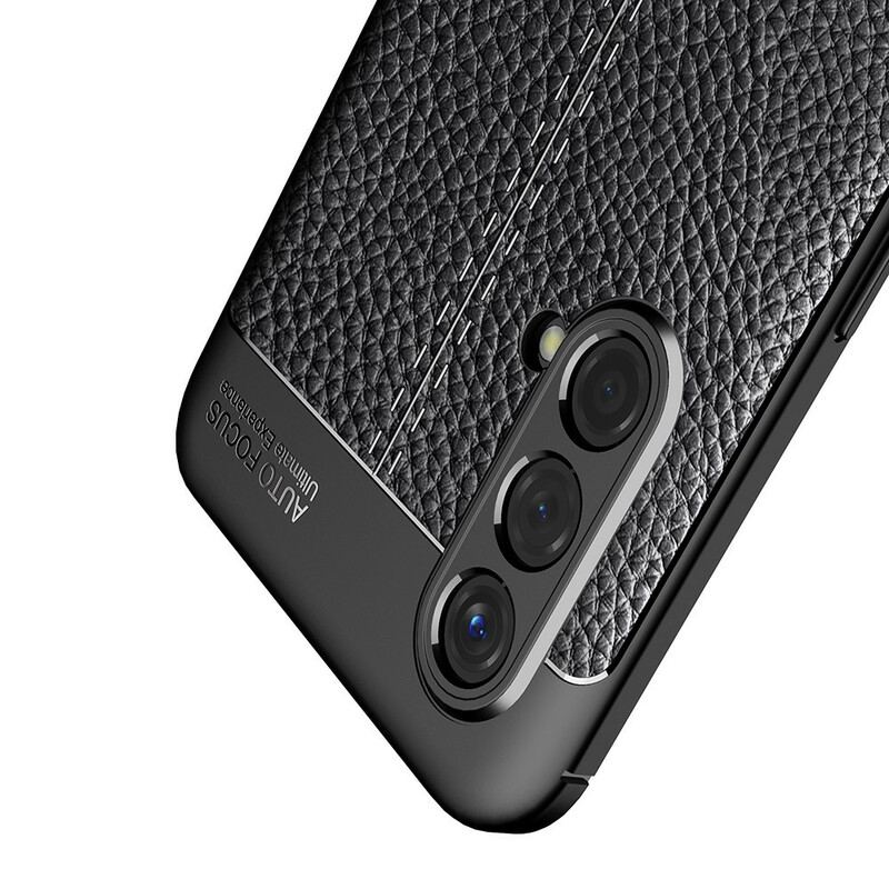 Capa Para OnePlus Nord CE 5G Linha Dupla Efeito Couro Litchi