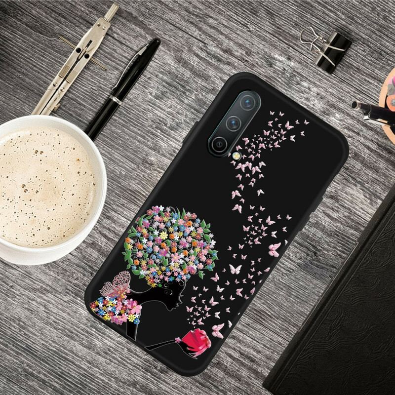 Capa Para OnePlus Nord CE 5G Mulher Cabeça De Flor