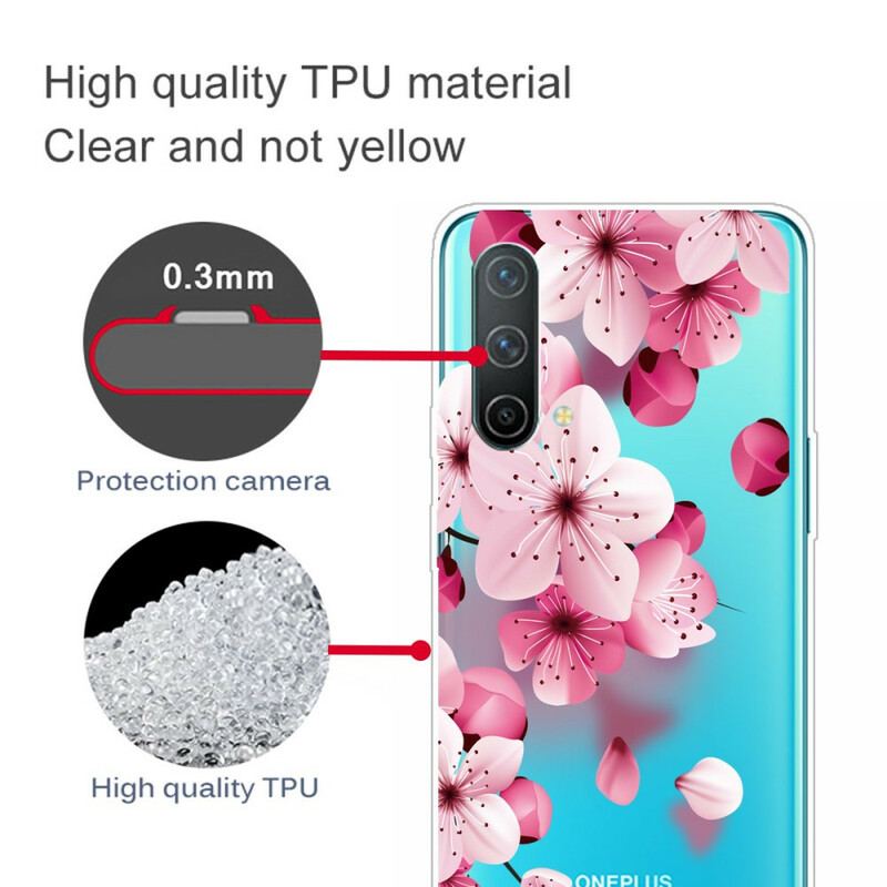 Capa Para OnePlus Nord CE 5G Pequenas Flores Cor De Rosa