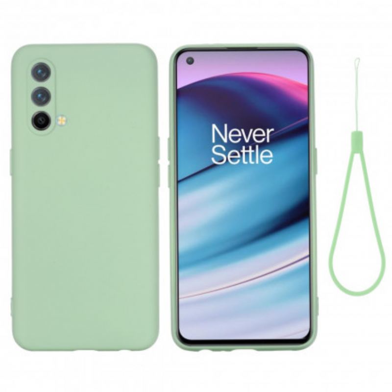 Capa Para OnePlus Nord CE 5G Silicone Líquido Com Cordão