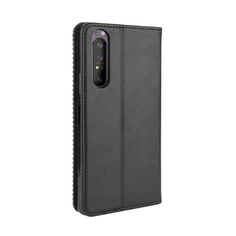 Capa De Celular Para Sony Xperia 5 II Flip Efeito Couro Vintage Estilizado