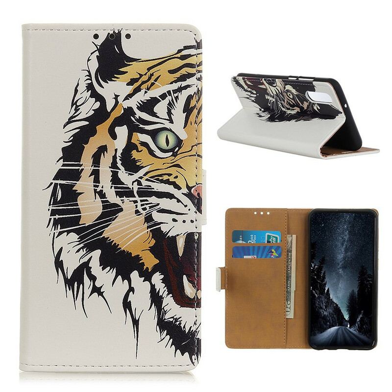 Capa De Couro Para Sony Xperia 5 II Tigre Feroz