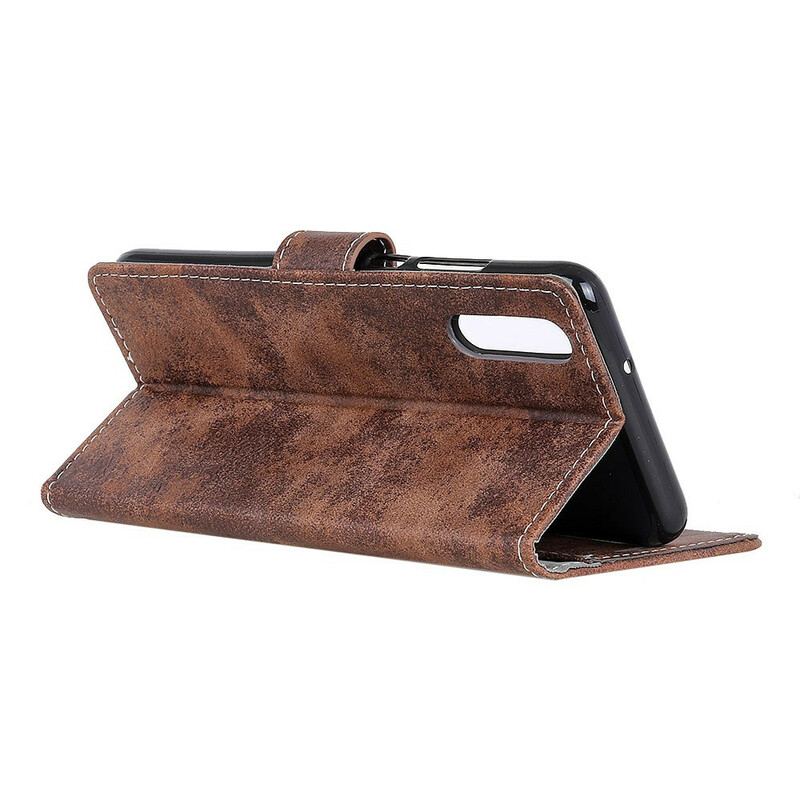 Capa Flip Para Sony Xperia 5 II Efeito Couro Vintage