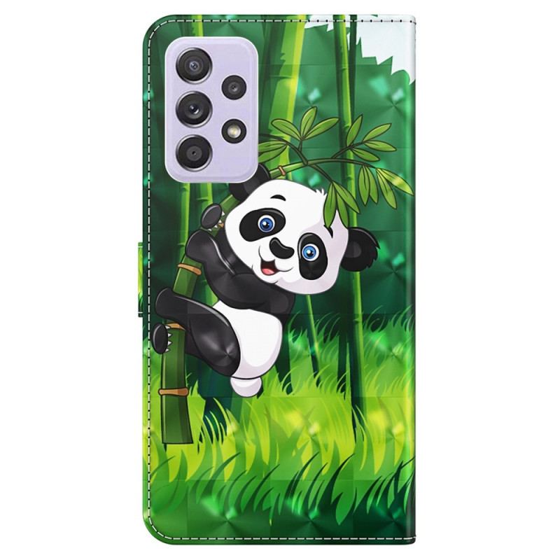 Capa De Couro Para Samsung Galaxy A23 5G De Cordão Bambu Panda Com Cordão