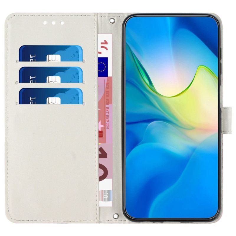 Capa De Couro Para Samsung Galaxy A23 5G De Cordão Tira De Mármore