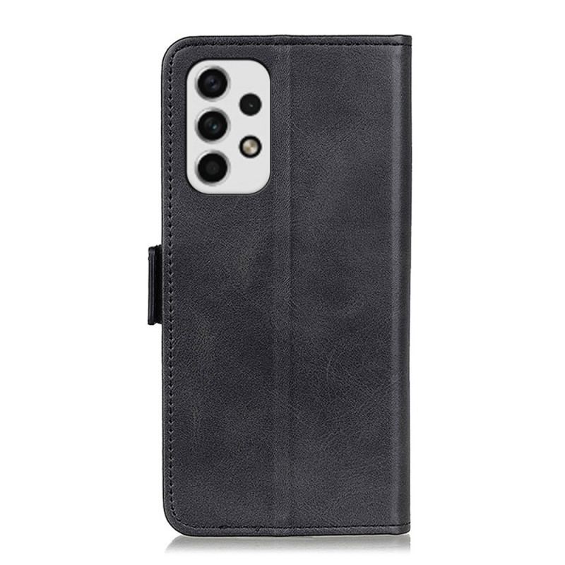 Capa De Couro Para Samsung Galaxy A23 5G Fecho Duplo