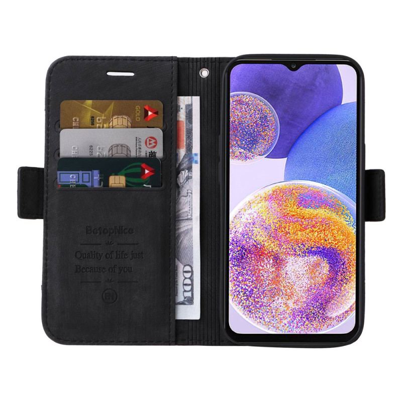 Capa De Couro Para Samsung Galaxy A23 5G Titular Do Cartão Frontal