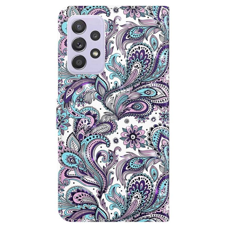 Capa Em Pele Para Samsung Galaxy A23 5G De Cordão Padrão Strappy Paisley