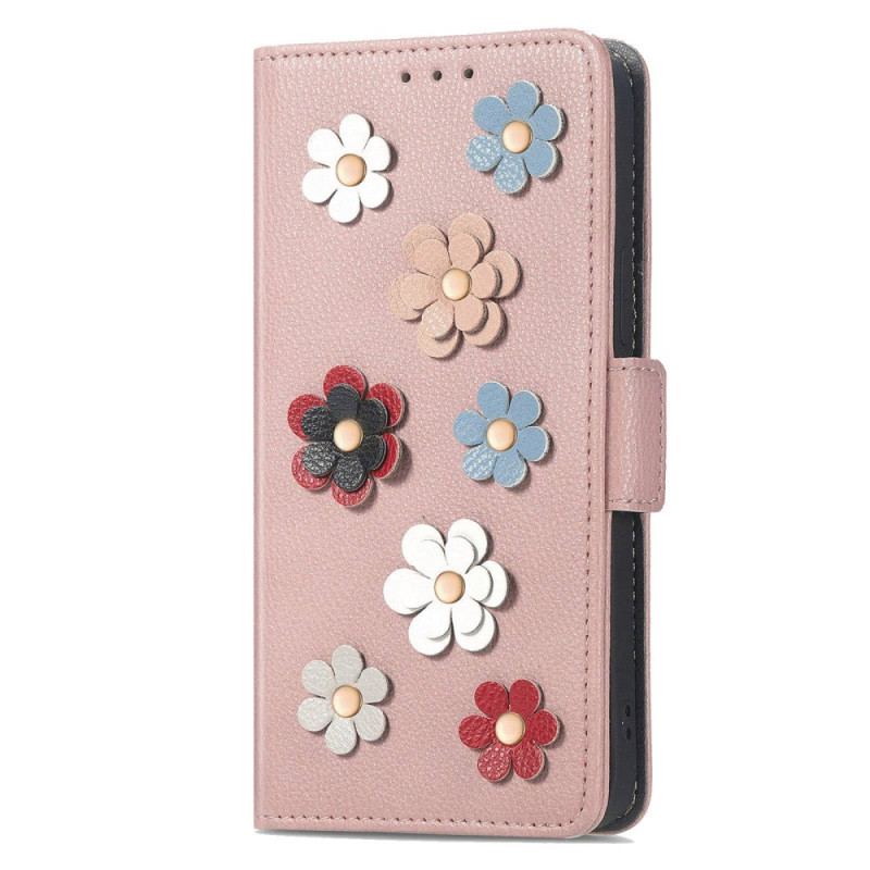 Capa Em Pele Para Samsung Galaxy A23 5G Flores 3d