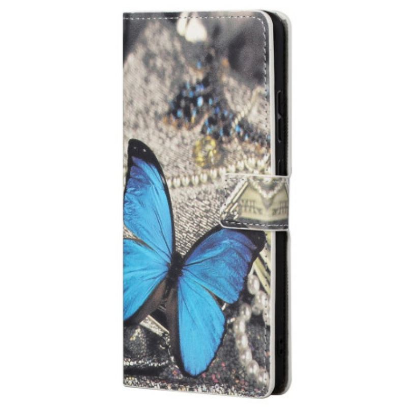 Capa Flip Para Samsung Galaxy A23 5G Borboleta Azul