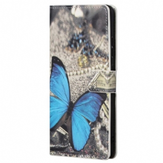 Capa Flip Para Samsung Galaxy A23 5G Borboleta Azul