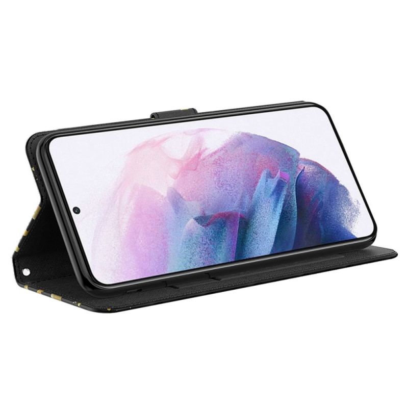 Capa Flip Para Samsung Galaxy A23 5G De Cordão Tanga Borboletas