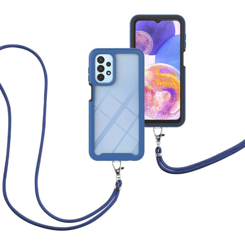 Capa Para Samsung Galaxy A23 5G Híbrido Com Cordão E Contorno Colorido