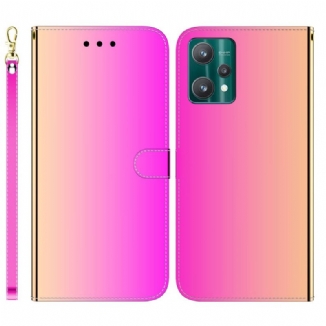 Capa Flip Para Realme 9 Pro Plus Capa De Espelho De Couro Sintético