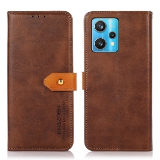 Capa Flip Para Realme 9 Pro Plus Fecho Dourado Bicolor Khazneh